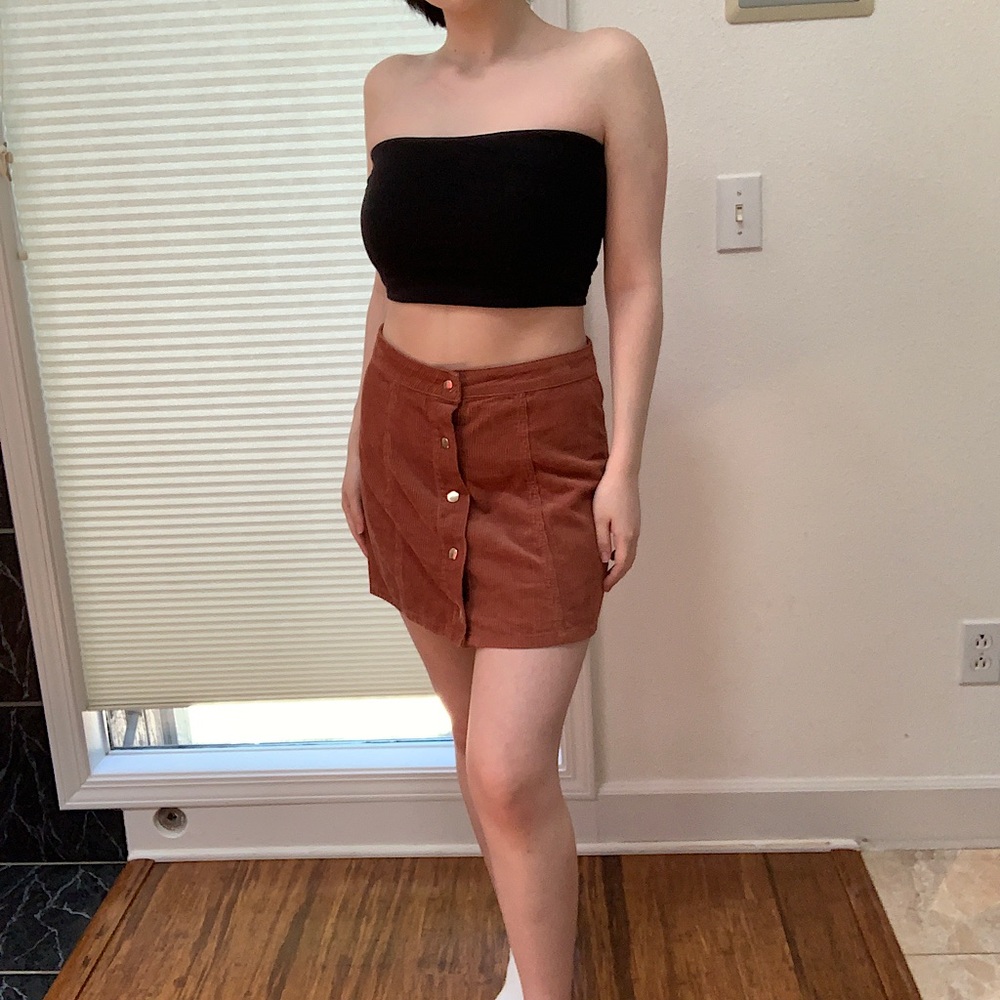 FOREVER 21 Button-closure corduroy skirt